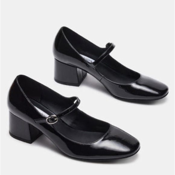 Steve Madden Hawke Patent Slip On Mary Jane Shoes Black Preppy Goth Sz 8 - Picture 2 of 14